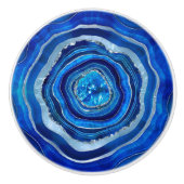 Navy Blue Agate Geode Digitale Kunst Keramikknauf (Vorderseite)