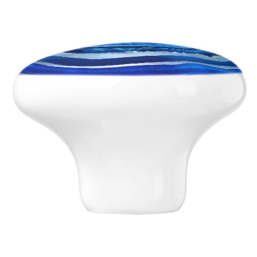 Navy Blue Agate Geode Digitale Kunst Keramikknauf (Seitenansicht)