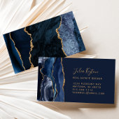 Navy Blue Agate Geode Gold Glitzer Real Anwesen Visitenkarte