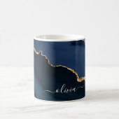 Navy Blue Agate Geode Gold Monogram Kaffeetasse (Mittel)