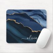 Navy Blue Agate Geode Gold Monogram Mousepad (Mit Mouse)