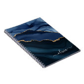 Navy Blue Agate Geode Gold Monogram Notizblock (Rechte Seite)