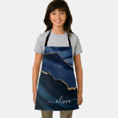 Navy Blue Agate Geode Gold Monogram Schürze (Insitu)