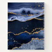 Navy Blue Agate Geode Gold Script Monogram Notizblock (Rückseite)