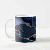 Navy Blue Agate Geode Monogram Modern Kaffeetasse (Links)