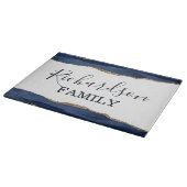 Navy Blue Agate Glitzern Gold Name der weißen Fami Schneidebrett (Ecke)