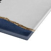 Navy Blue Agate Glitzern Gold Name der weißen Fami Schneidebrett (Ecke)