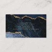 Navy Blue Agate Gold Glitzer Luxus Business Card Visitenkarte (Rückseite)