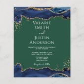 Navy Blue Agate Green Wedding Einladung (Vorderseite)