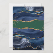 Navy Blue Agate Green Wedding Einladung (Rückseite)