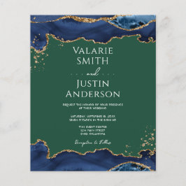 Navy Blue Agate Green Wedding Flyer