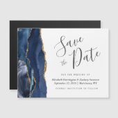 Navy Blue Agate Magnetic Wedding speichern das Dat Magnetkarte (Vorne/Hinten)