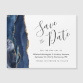 Navy Blue Agate Magnetic Wedding speichern das Dat Magnetkarte (Vorderseite)