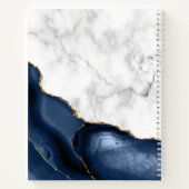 Navy Blue Agate Marble Gold Monogram Notebook Notizblock (Rückseite)