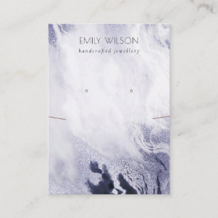 Navy Blue Agate Marble Necklace Earring Display Visitenkarte