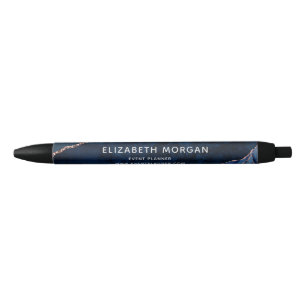 Navy Blue Agate Marble Rose Gold Glitzer Name Kugelschreiber