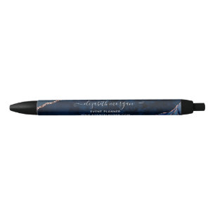 Navy Blue Agate Marble Rose Gold Glitzer Script Kugelschreiber