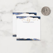 Navy Blue Agate Monogram Extravagant Script Gold G Mitteilungskarte (Vorderseite/Rückseite Beispiel)