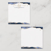 Navy Blue Agate Monogram Extravagant Script Gold G Mitteilungskarte (Vorne/Hinten)