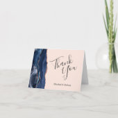 Navy Blue Agate Rose Gold Blush Wedding Vielen Dan Karte (Vorderseite)