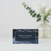 Navy Blue Agate Silver Berufliche Visitenkarte (Stehend Vorderseite)