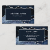 Navy Blue Agate Silver Berufliche Visitenkarte (Vorne/Hinten)