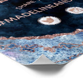 Navy Blue Agate teilt die Liebe Hochzeit Sozialzei Poster (Ecke)