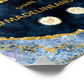 Navy Blue Agate teilt die Liebe Hochzeit Sozialzei Poster (Ecke)