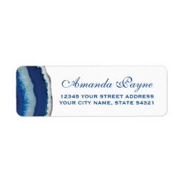 Navy Blue Agate Wedding Rücksendeadresse