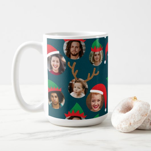 Navy Blue Albern Christmas Hat sechs Foto Collage Kaffeetasse (Mit Donut)