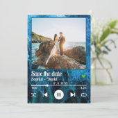 Navy Blue Album Cover Music Foto Save the Date Einladung (Stehend Vorderseite)
