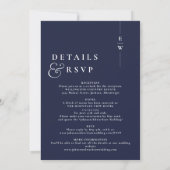 Navy Blue All in one Modern Monogram Wedding Einladung (Rückseite)