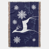 Navy Blue All is Calm All is Bright Deer Throw Decke (Vorderseite Vertikal)