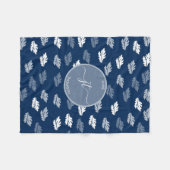 Navy-Blue-Altes-Blatt-Muster-Monogramm Fleecedecke (Vorderseite (Horizontal))
