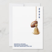 Navy Blue American Football Graduation Party Einladung (Rückseite)