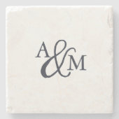 Navy Blue Ampersand Monogram Steinuntersetzer (Vorderseite)