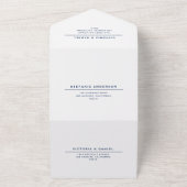 Navy Blue Anchor and Stripes Nautical Wedding All In One Einladung (Außenbereich)