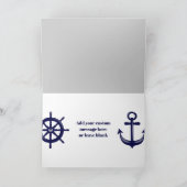 Navy Blue Anchor Boat Wheel grau gestreift nautisc Karte (Innenseite)