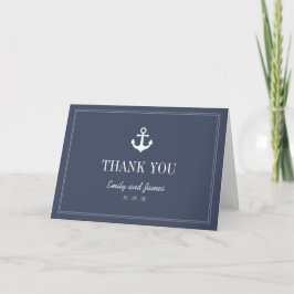 Navy Blue Anchor By The Sea Wedding Thank You Dankeskarte
