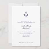 Navy Blue Anchor Classic Nautical Engagement Party Einladung (Vorderseite)