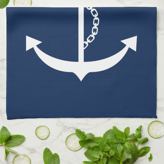 Navy Blue Anchor Handtuch (Gefaltet)