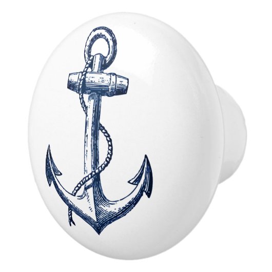 Navy Blue Anchor Keramikknauf (Rechts)