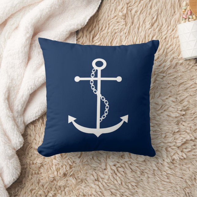Navy Blue Anchor Kissen (Decke)