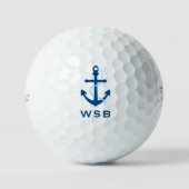 Navy Blue Anchor Monogram Golf Balls Golfball (Vorderseite)