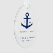 Navy Blue Anchor Monogram Nautical Newlywed Ornament (Vorderseite)