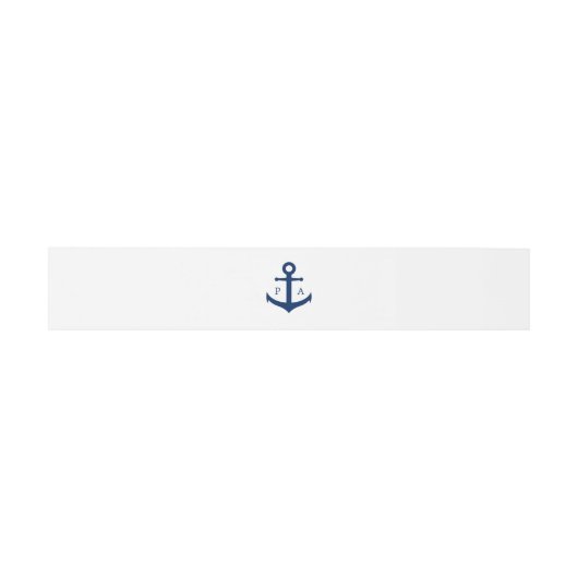 Navy Blue Anchor Monogram Nautical Wedding Einladungsbanderole (Flach)