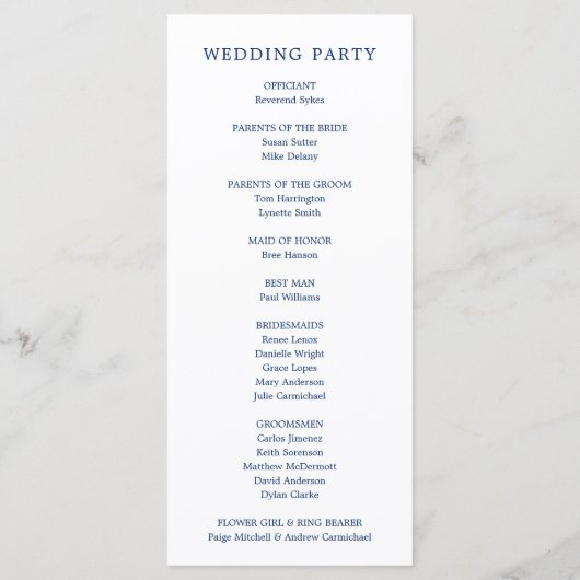 Navy Blue Anchor Monogram Nautical Wedding Programm (Rückseite)