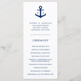 Navy Blue Anchor Monogram Nautical Wedding Programm