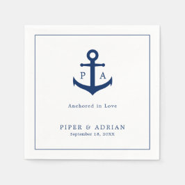Navy Blue Anchor Monogram Nautical Wedding Serviette