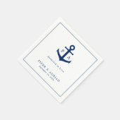 Navy Blue Anchor Monogram Nautical Wedding Serviette (Ecke)